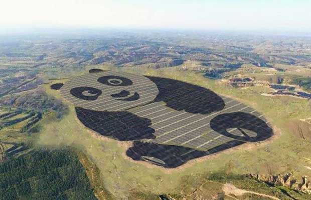 World’s First Panda-Shaped Solar Energy Farm Built in China