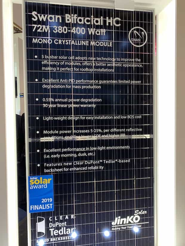 JinkoSolar Bifacial Module with DuPont