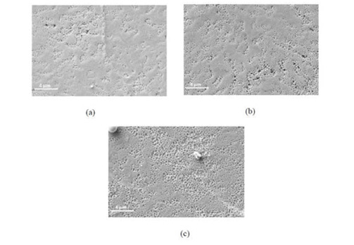 Top down SEM images of Poly Si after complete removal of silver and glass as a function of peak firing temperature (a) 780 ˚C (b) 800˚C (c) 820 ˚C set points