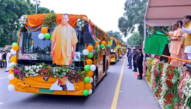UP CM Yogi Adityanath Launches 42 E-Buses In Lucknow And Kanpur