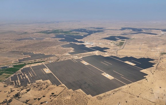 Aerial view of the 360MWp Bikaner Solar plant