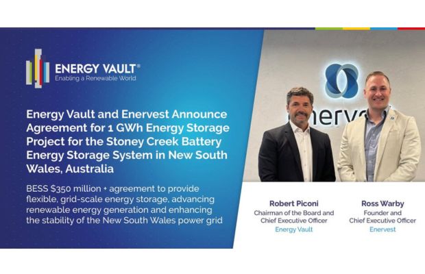 Energy Vault and Enervest Partner for 1 GWh Battery Energy Storage Project in Australia